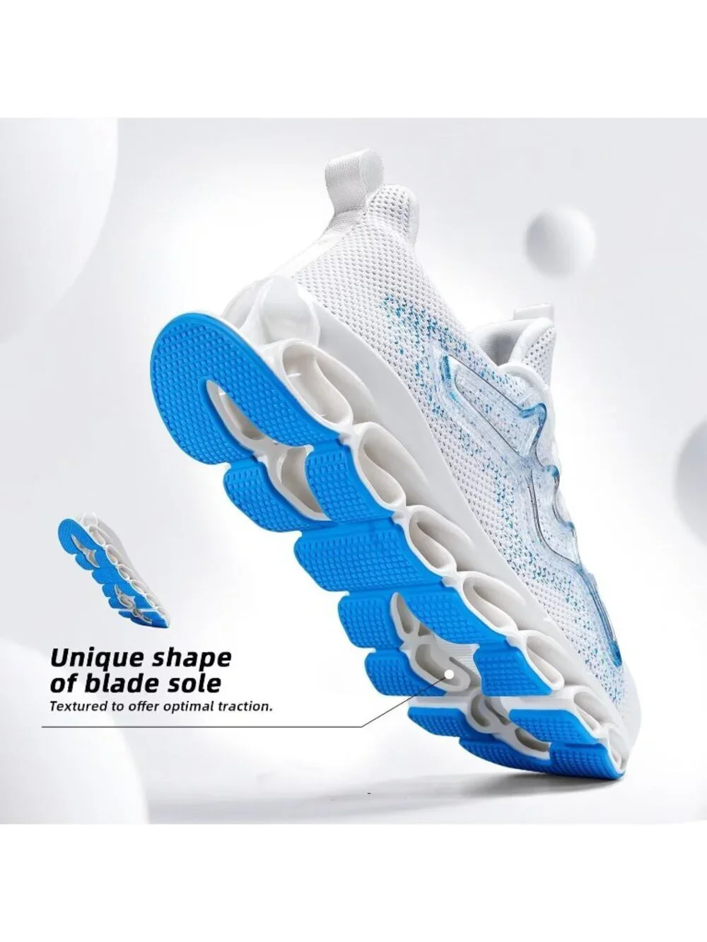Men's White Blue Slip on Walking Running Shoes Blade Tennis Fashion Sneakers